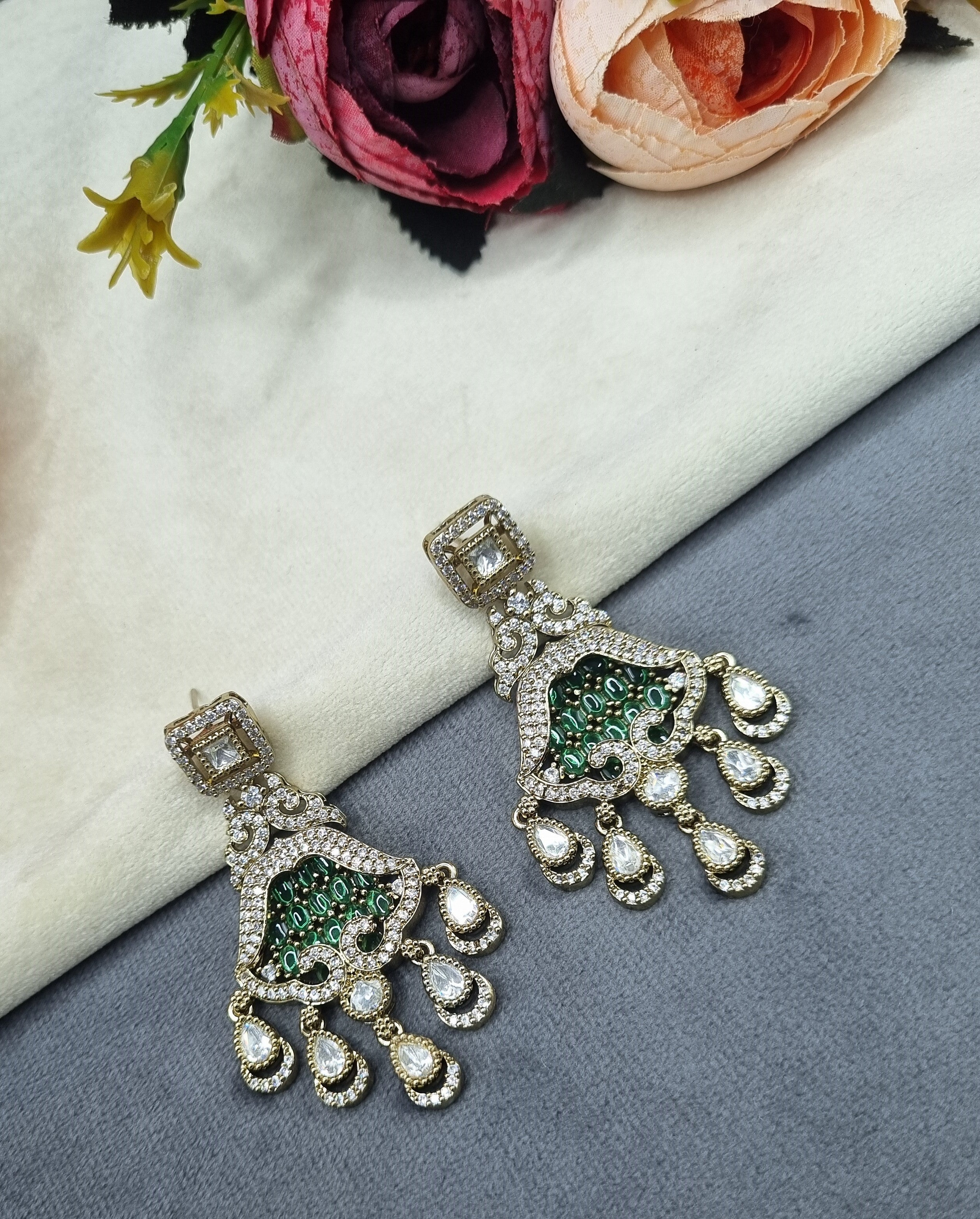 Ornate Chandelier Drop Earrings with Tiered Charms